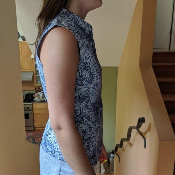 Dana Buchman Silk Damask Sleeveless Vest Mandarin Collar Purple, Black, White - Picture 4 of 14